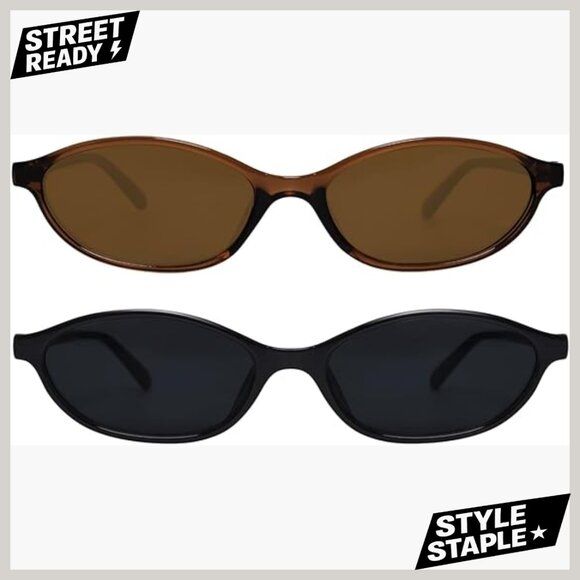 Retro Oval Sunglasses Lightweight Narrow Fit UV Protection 90s Style main image 5
